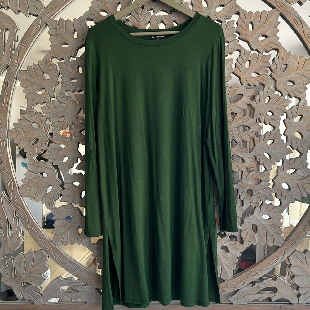 Eileen Fisher green long sleeve dress